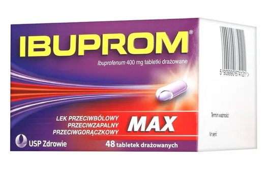 Ibuprom Max, 400 mg, tabletki drażowane, 48 szt