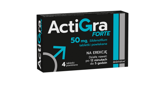 Actigra Forte, 50 mg, tabl.powl., 4 szt